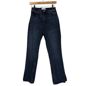 Abercrombie & Fitch 90s Ultra High Rise Jean Womens 0 Curvy Black Split Hem Y2K